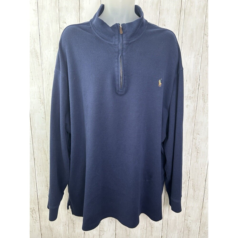 Men’s Polo Ralph Lauren Pullover Half Zip Estate Rib Big And Tall 4XB Navy